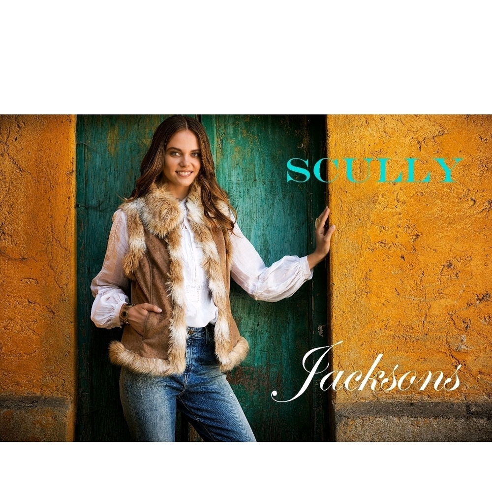 Scully Tan Vest with Faux Fur Trim